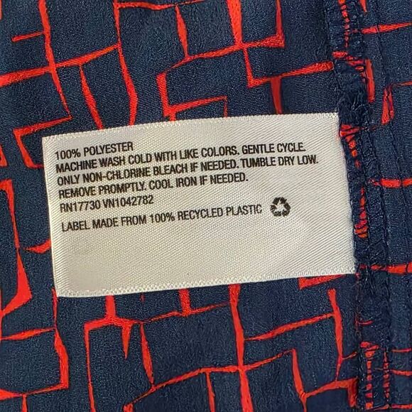 Prologue Navy Red Abstract Print Shirt Dress M - Picture 8 of 9